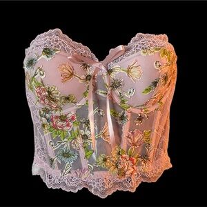 Victorias Secret Dream Angles Unlined Bra Top Corset Crop Bustier 32D Sweet Lace